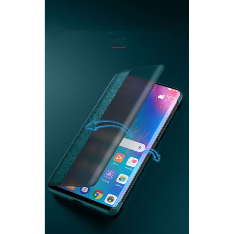 Näkymäkansi Huawei P40 Musta Nahkaefekti