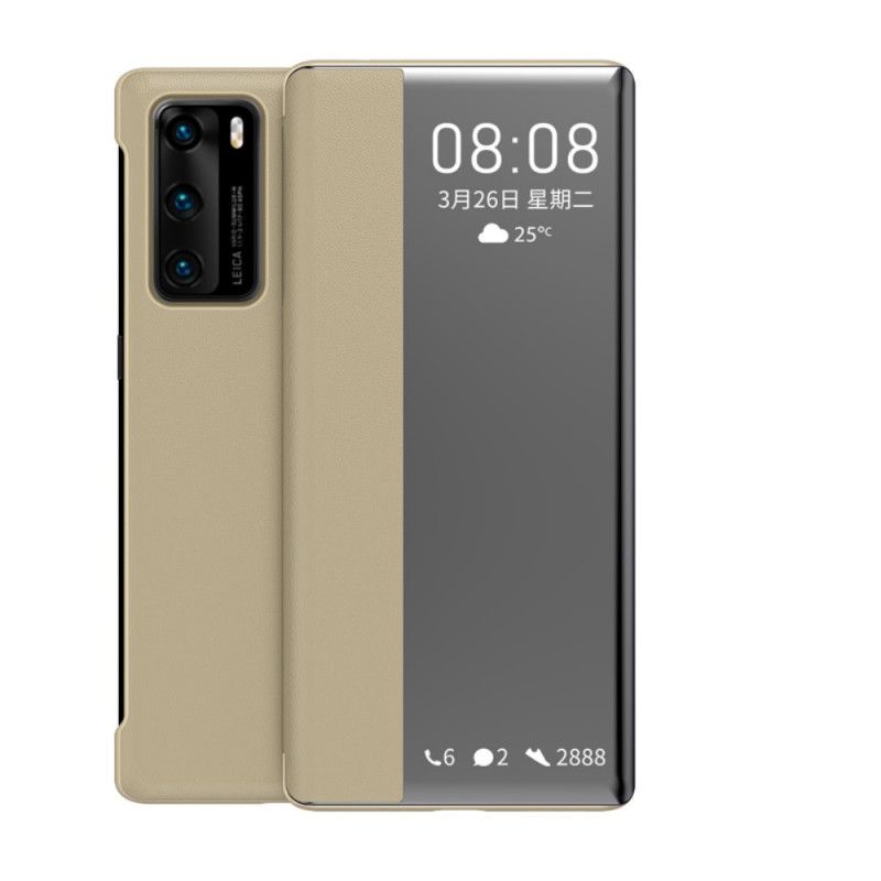 Näkymän Kansi Huawei P40 Punainen Musta Tekonahkaikkuna