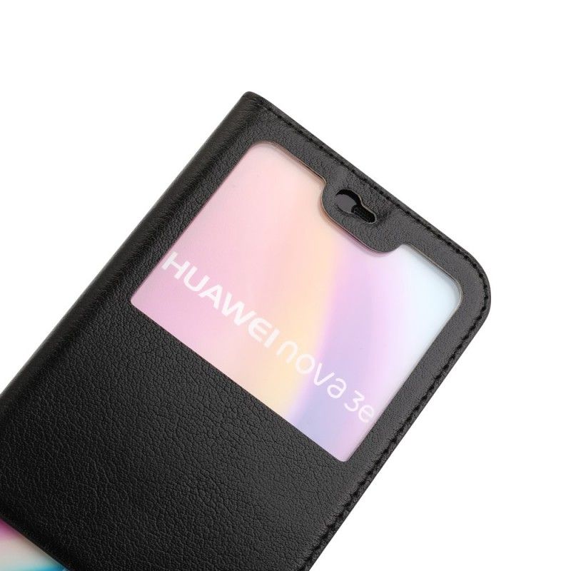 Katselukansi Huawei P20 Lite Tummanpunainen Musta Dual Leather Effect