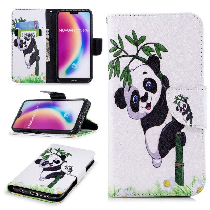 Nahkakotelo Huawei P20 Lite Puhelinkuoret Panda Bambulla