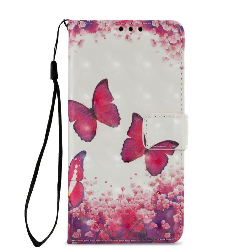 Flip Case Sony Xperia XA2 3D Punaisia Perhosia