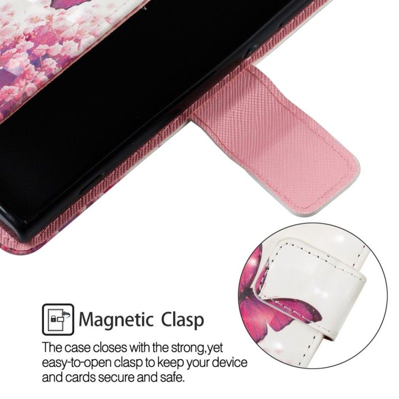 Flip Case Sony Xperia XA2 3D Punaisia Perhosia