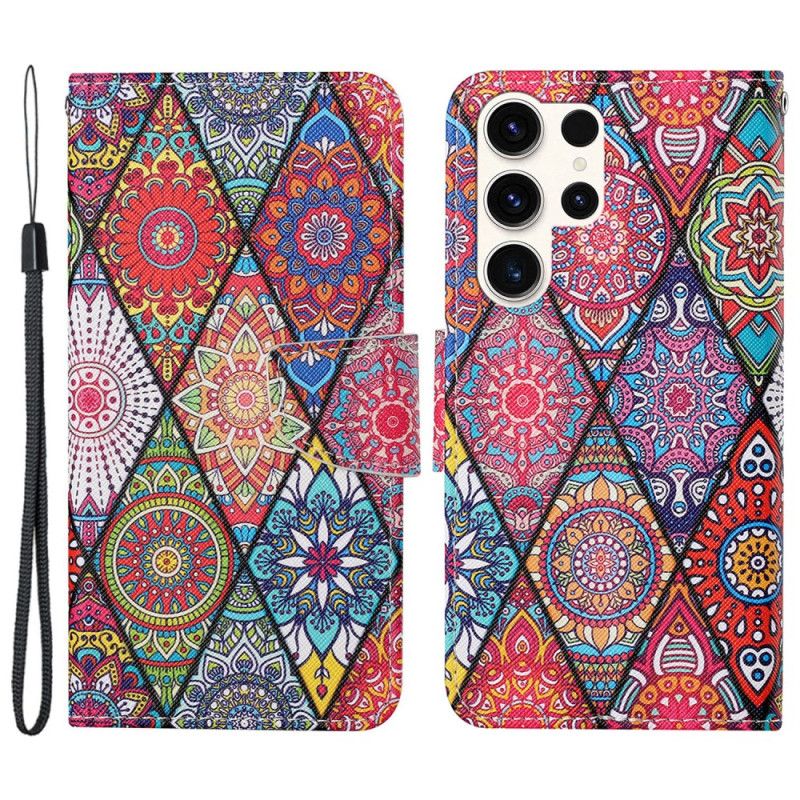 Kotelot Samsung Galaxy S24 Ultra 5g Patchwork Hihnalla Suojakuori