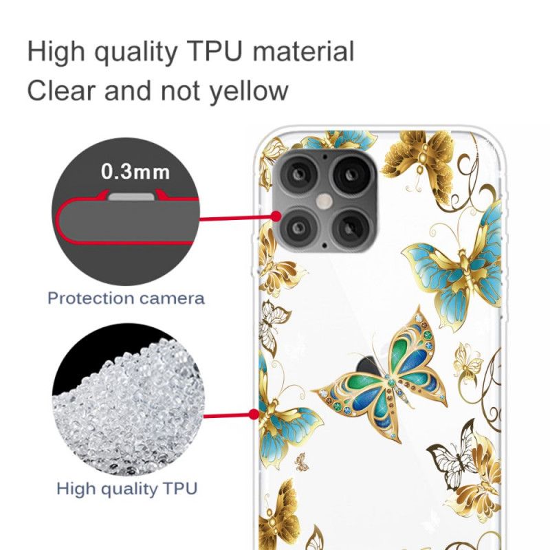 Case Kuoret iPhone 12 Pro Max Kulta Tummansininen Puhelinkuoret Perhosia