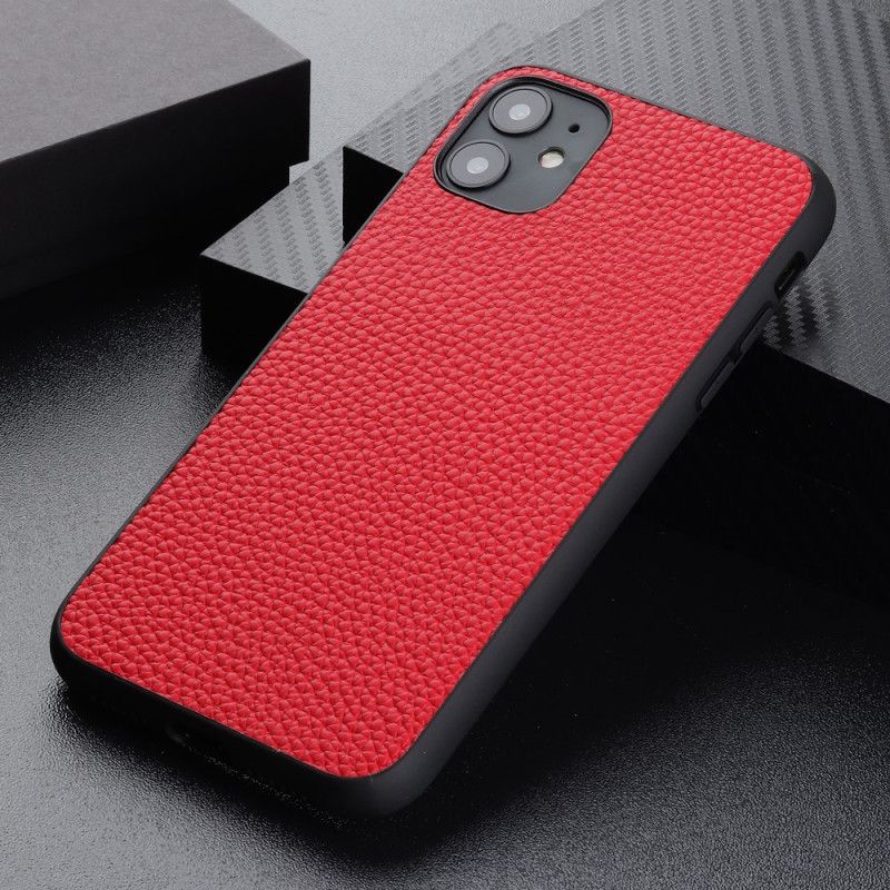 Case Kuoret iPhone 12 Pro Max Punainen Musta Puhelinkuoret Aitoa Litsi Nahkaa