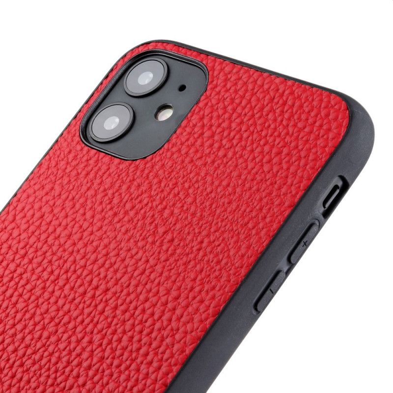 Case Kuoret iPhone 12 Pro Max Punainen Musta Puhelinkuoret Aitoa Litsi Nahkaa