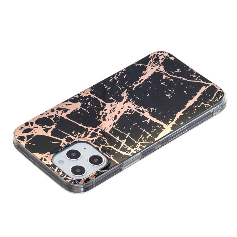 Case Kuoret iPhone 12 Pro Max Vaaleanpunainen Musta Puhelinkuoret Marmorivärinen Geometria 2