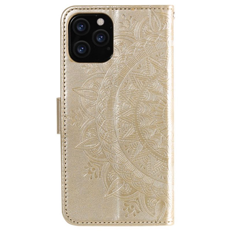 Flip Case iPhone 12 Pro Max Punainen Harmaa Aurinko Mandala