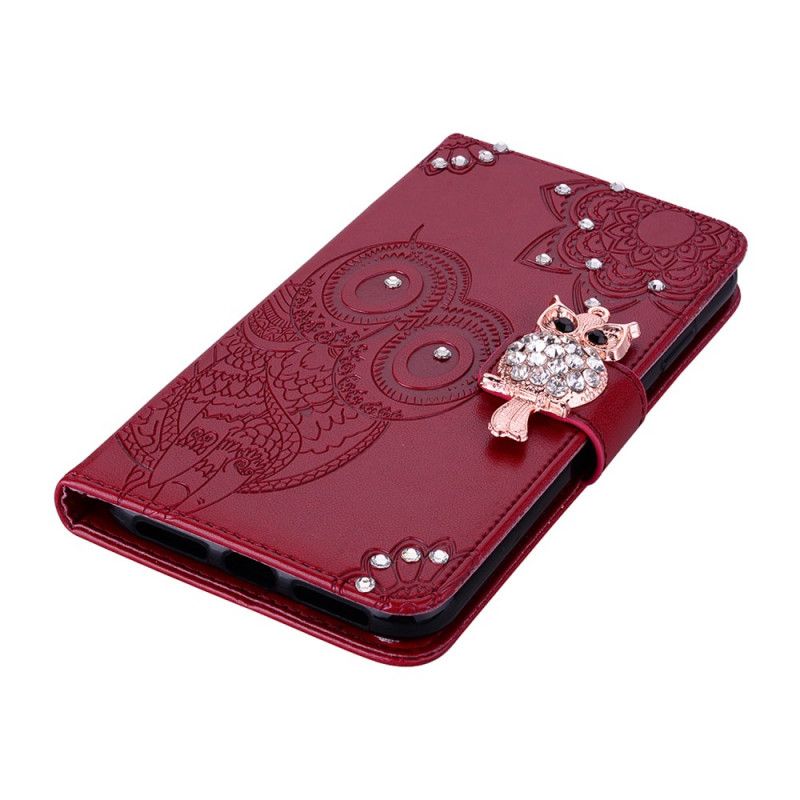 Flip Case iPhone 12 Pro Max Ruskea Magenta Pöllö Mandala Ja Viehätys