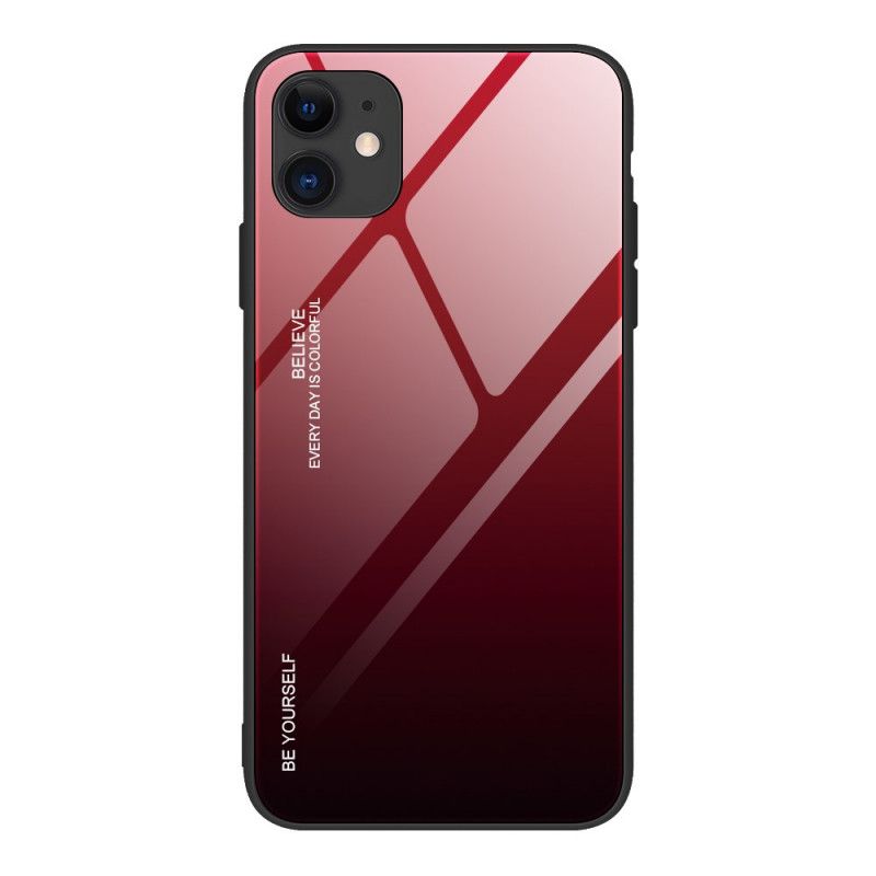 Kuori iPhone 12 Pro Max Magenta Punainen Ole Itse Karkaistu Lasi Suojakuori