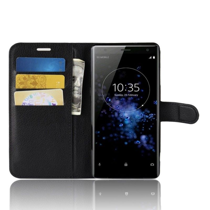 Flip Case Sony Xperia XZ3 Valkoinen Musta Klassikko