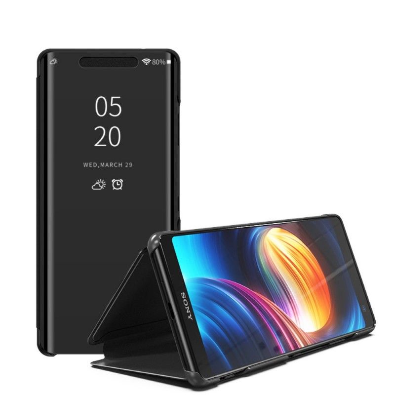 Näkymäkansi Sony Xperia XZ3 Valkoinen Musta Peili Ja Keinonahka