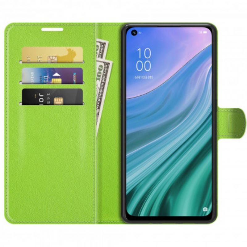 Flip Kotelot Oppo A54 5g / A74 5g Classic Litchi Faux Leather Suojakuori