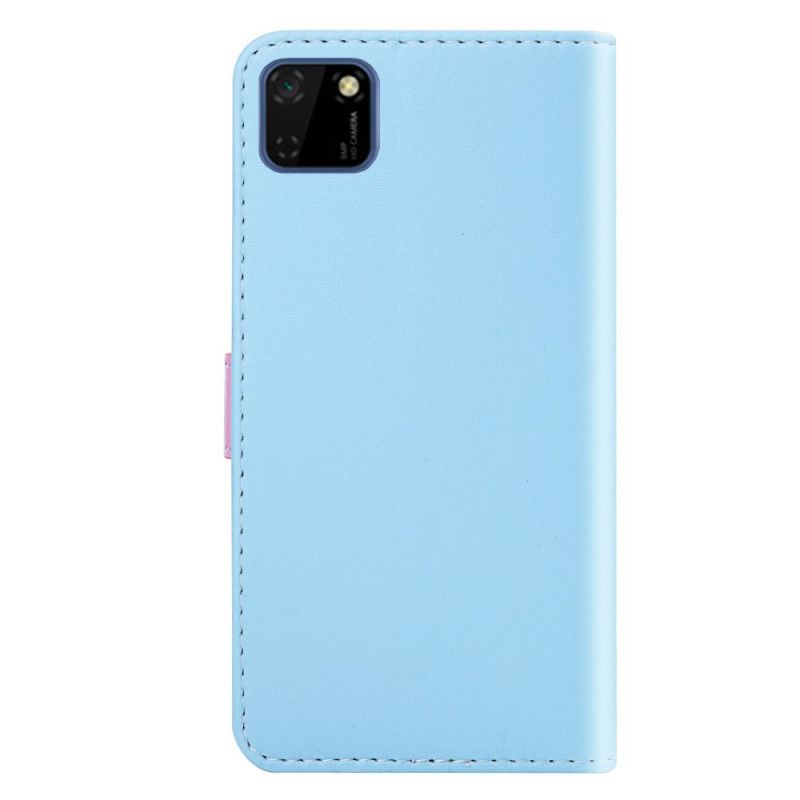 Flip Case Huawei Y5p Harmaa Musta Kolmivärinen Nahkaefekti