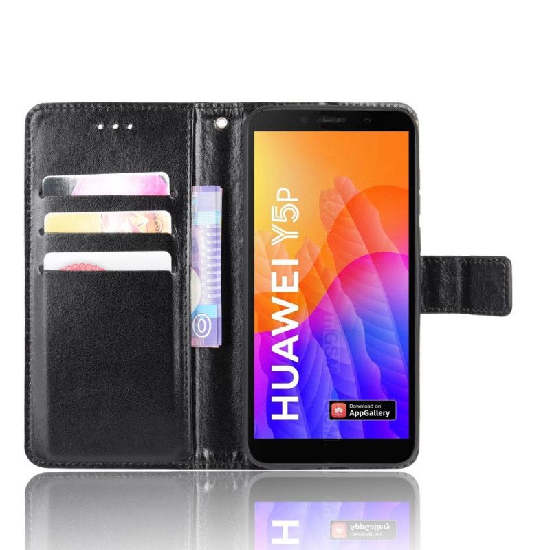 Flip Case Huawei Y5p Punainen Musta Räikeä Tekonahka