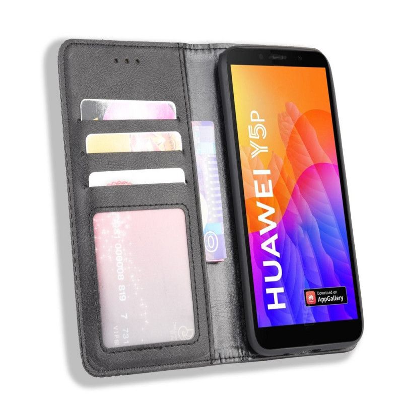 Flip Kotelot Huawei Y5p Punainen Musta Tyylitelty Vintage-Nahkaefekti