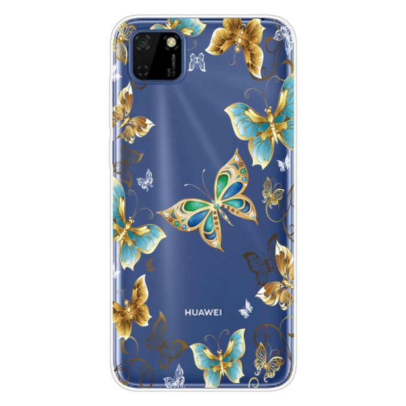 Kuori Huawei Y5p Kulta Tummansininen Perhosia