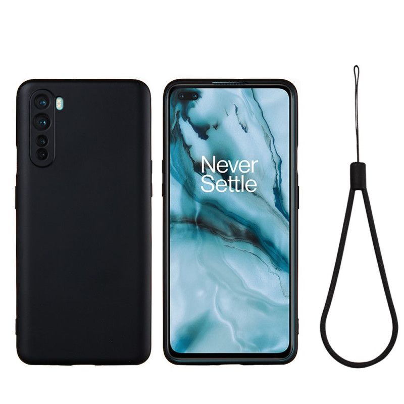 Kuori OnePlus Nord Punainen Musta Nestemäinen Silikoni Hihnalla