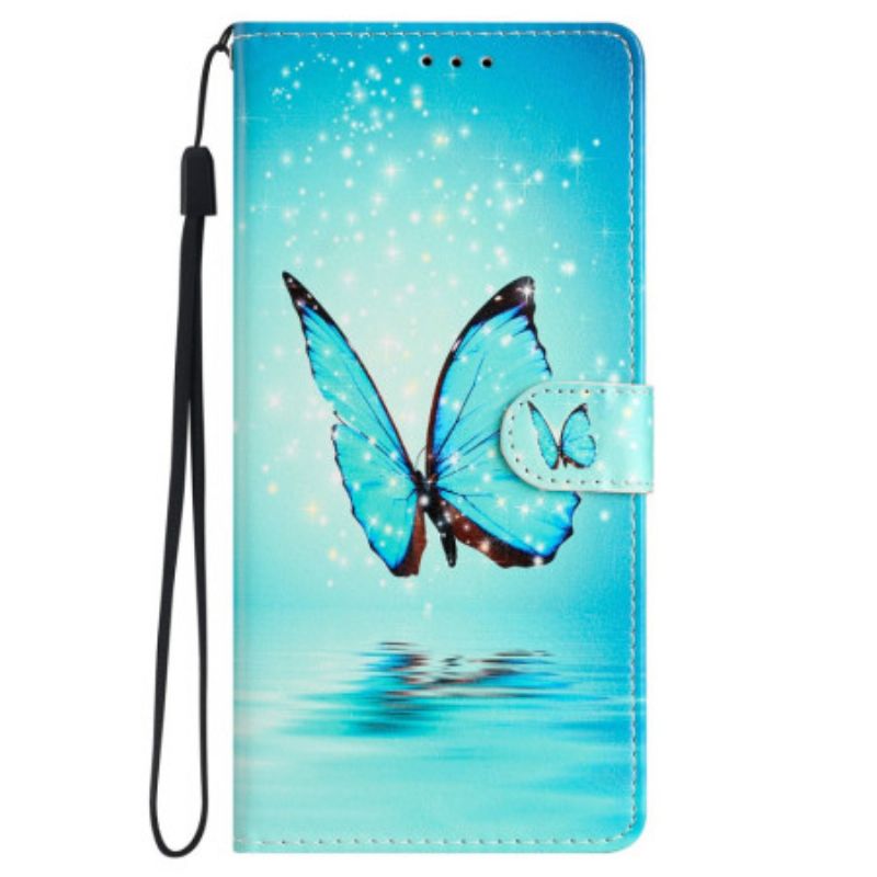 Kotelot Samsung Galaxy S24 Plus 5g Blue Butterfly Lanyard Flightissa Suojakuori