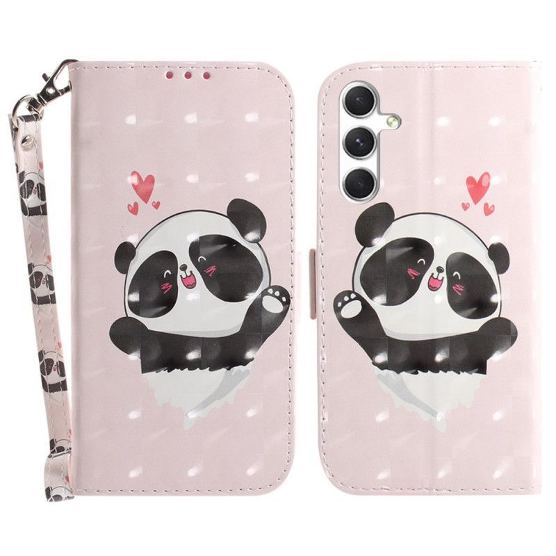 Kotelot Samsung Galaxy S24 Plus 5g Puhelinkuoret Panda Love Hihnalla