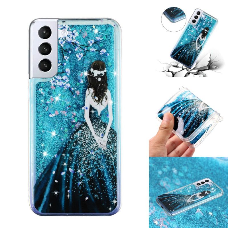 Kuori Samsung Galaxy S24 Plus 5g Blue Girl Glitter Liquid