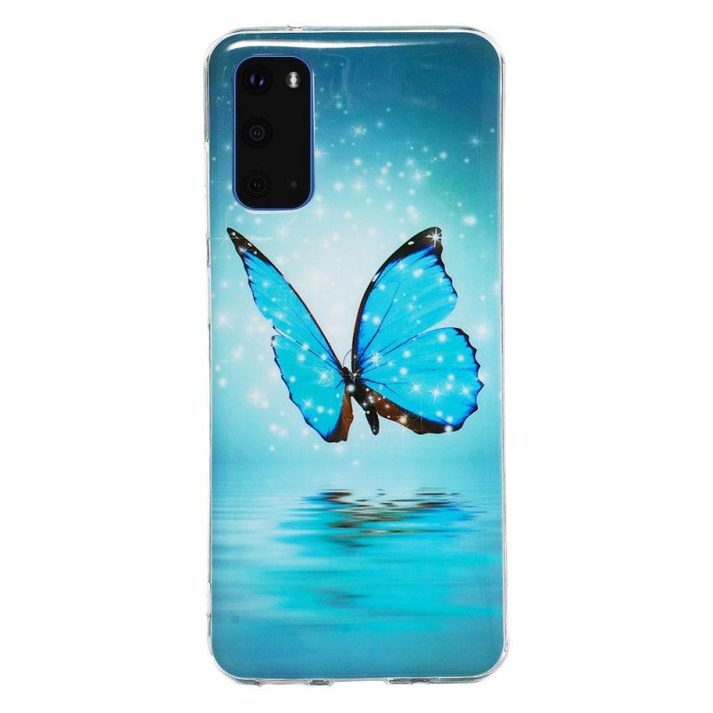 Kuori Samsung Galaxy S20 Fluoresoiva Sininen Perhonen Suojakuori