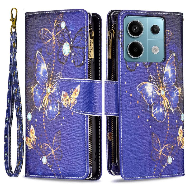 Kotelot Xiaomi Redmi Note 13 Pro 4g Purple Butterflies -lompakko Hihnalla