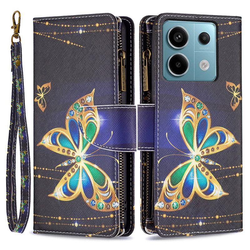 Kotelot Xiaomi Redmi Note 13 Pro 4g Strass Butterfly -lompakko Hihnalla Suojakuori