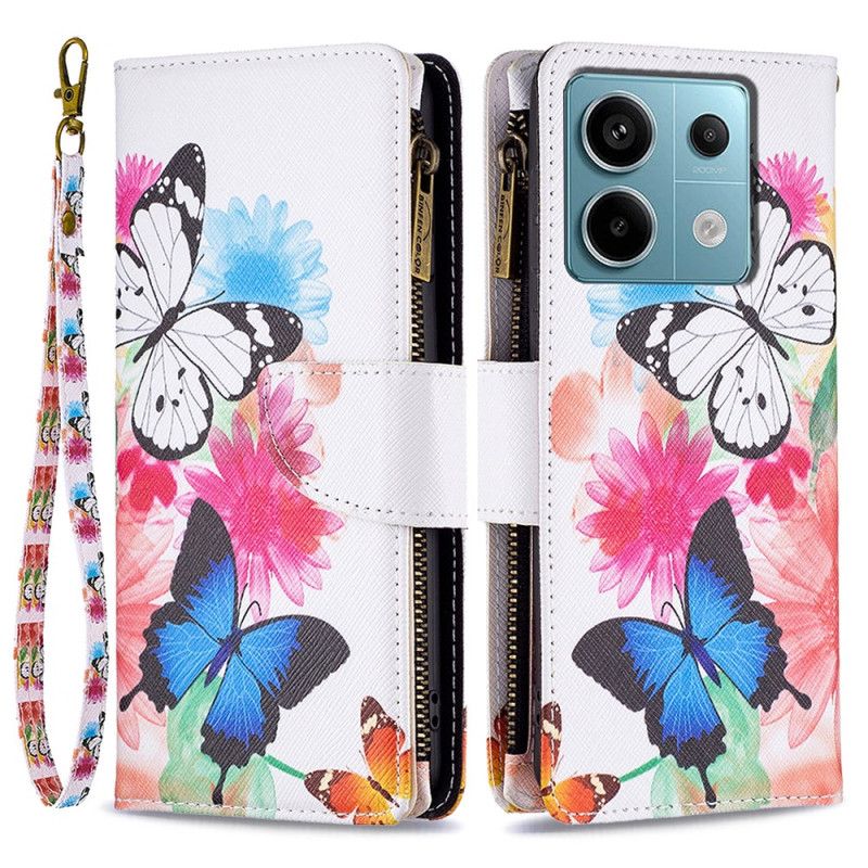 Kotelot Xiaomi Redmi Note 13 Pro 4g Two Butterflies -lompakko Hihnalla Suojakuori