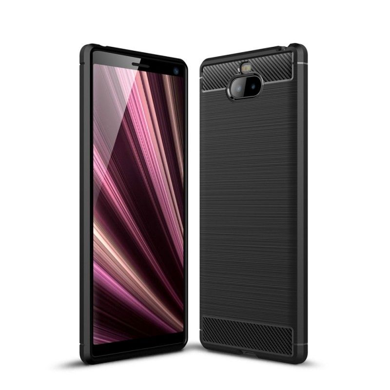 Kuori Sony Xperia 10 Punainen Musta Harjattu Hiilikuitu