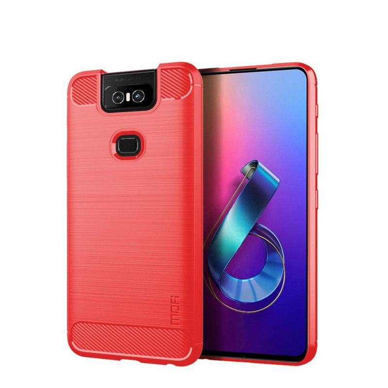 Kuori Asus ZenFone 6 Harmaa Musta Mofi Harjattu Hiilikuitu