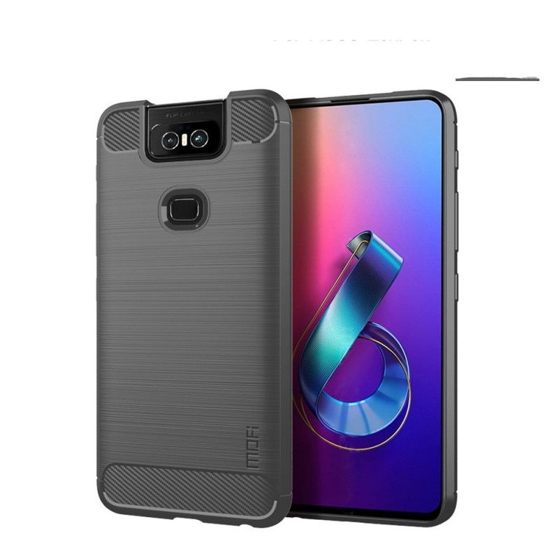 Kuori Asus ZenFone 6 Harmaa Musta Mofi Harjattu Hiilikuitu