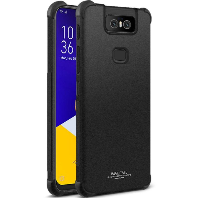 Kuori Asus ZenFone 6 Harmaa Musta Taipuisa Silikoni Imak-Seulakalvolla Suojakuori