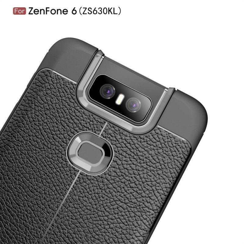 Kuori Asus ZenFone 6 Punainen Musta Kaksilinjainen Litsi Nahkainen Vaikutus