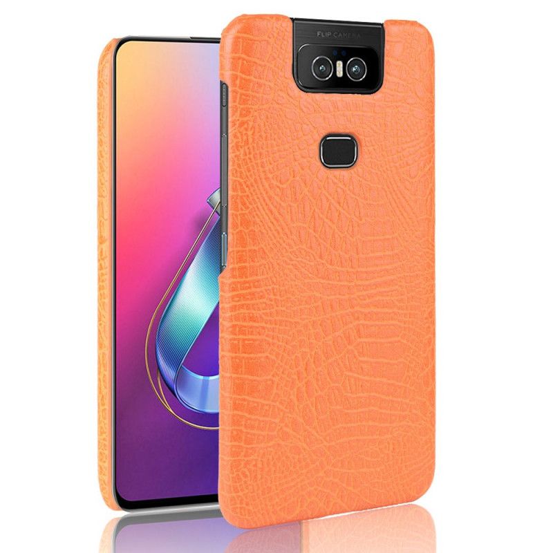 Kuori Asus ZenFone 6 Valkoinen Musta Krokotiilin Ihovaikutus