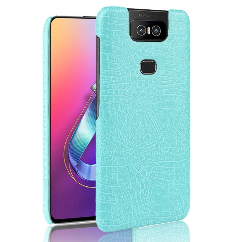 Kuori Asus ZenFone 6 Valkoinen Musta Krokotiilin Ihovaikutus