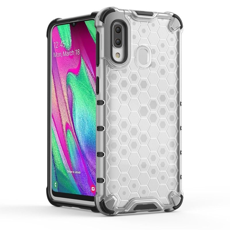 Case Kuoret Samsung Galaxy A40 Harmaa Valkoinen Puhelinkuoret Hunajakennotyyli