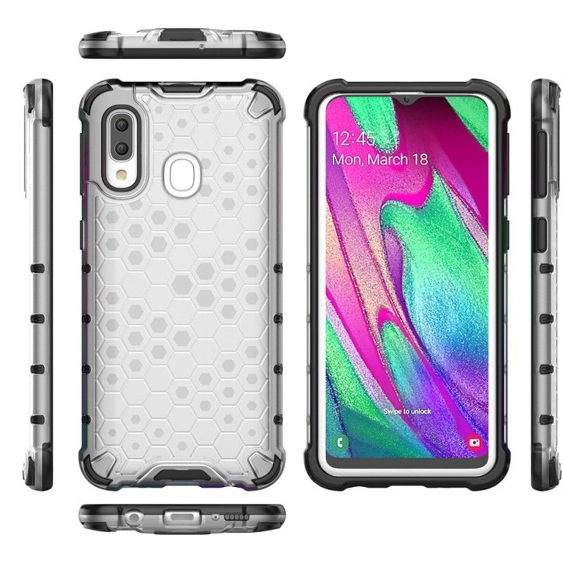 Case Kuoret Samsung Galaxy A40 Harmaa Valkoinen Puhelinkuoret Hunajakennotyyli