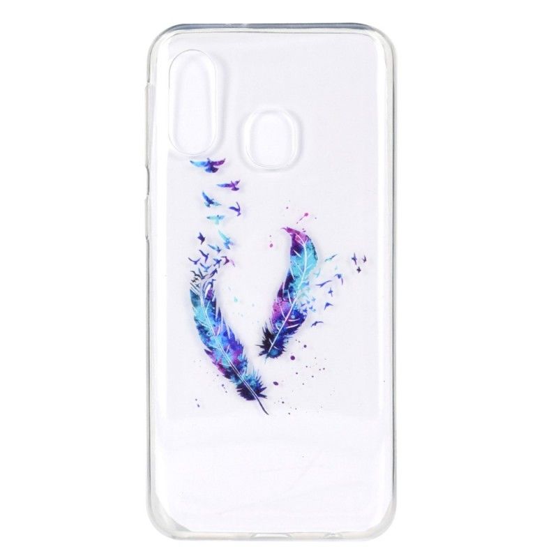 Case Kuoret Samsung Galaxy A40 Puhelinkuoret Läpinäkyvät Höyhenet