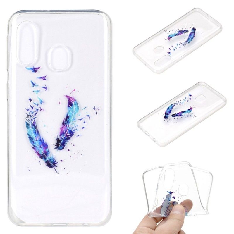 Case Kuoret Samsung Galaxy A40 Puhelinkuoret Läpinäkyvät Höyhenet