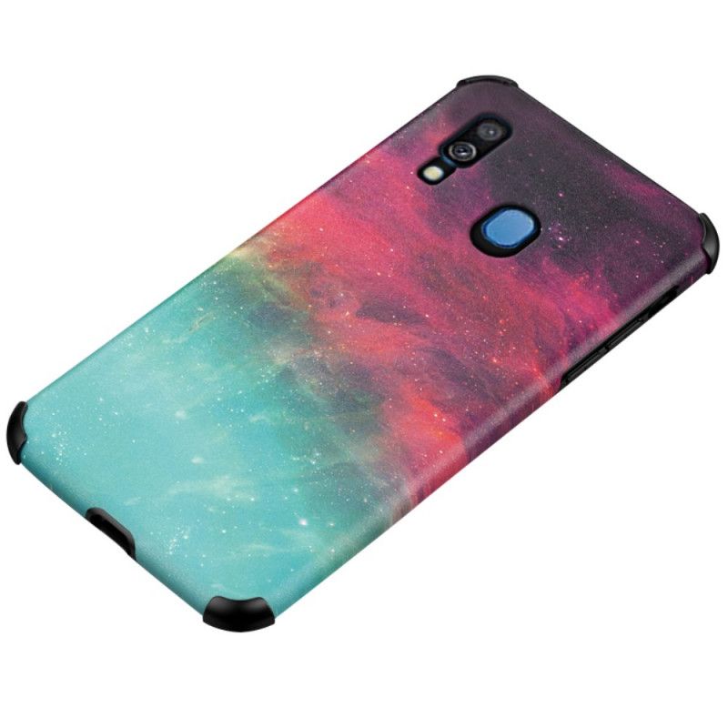 Case Kuoret Samsung Galaxy A40 Punainen Musta Puhelinkuoret Silikoni- Ja Astraalinahkaefekti