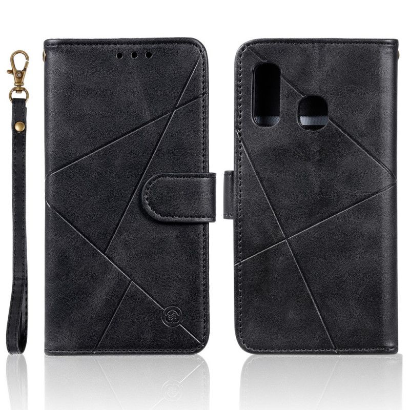 Flip Case Samsung Galaxy A40 Punainen Musta Timantti Keinonahka