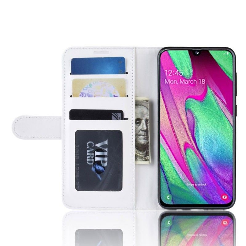 Flip Case Samsung Galaxy A40 Punainen Valkoinen Erittäin Tekonahkaa