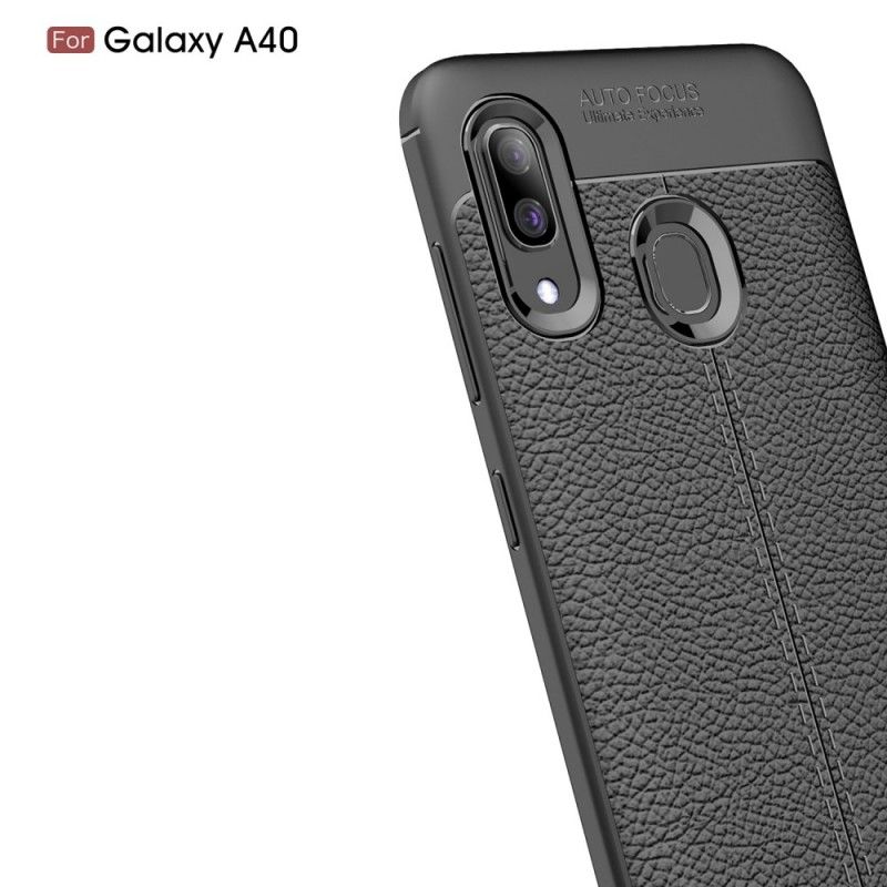 Kuori Samsung Galaxy A40 Punainen Musta Kaksilinjainen Litsi Nahkaa