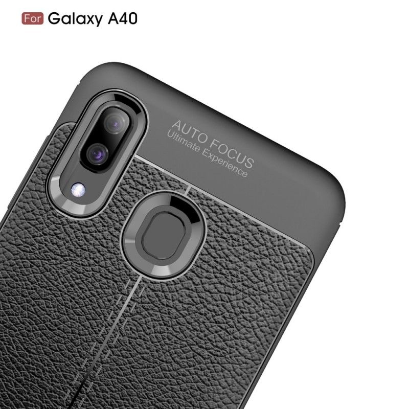 Kuori Samsung Galaxy A40 Punainen Musta Kaksilinjainen Litsi Nahkaa