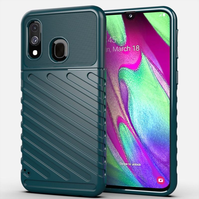 Kuori Samsung Galaxy A40 Vihreä Musta Ukkosarja Suojakuori