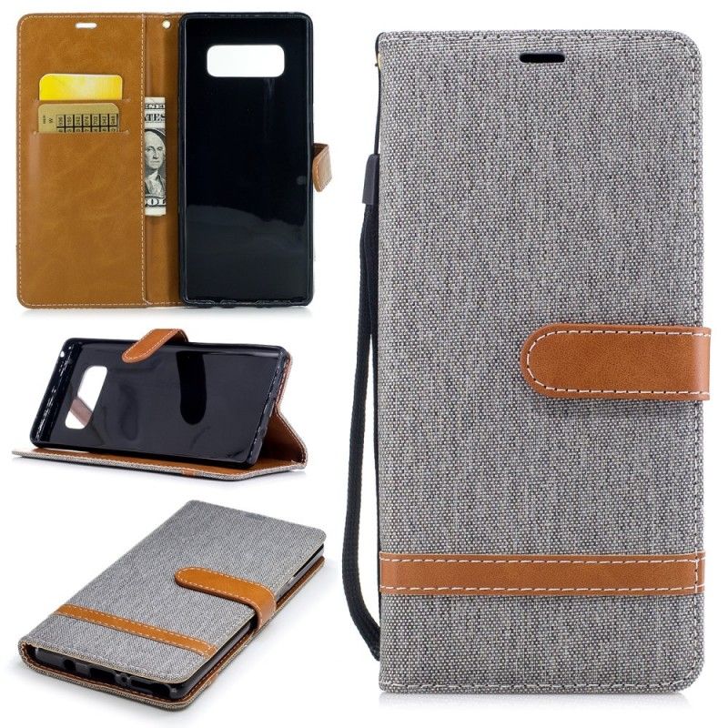 Flip Case Samsung Galaxy Note 8 Harmaa Kangas Ja Nahka