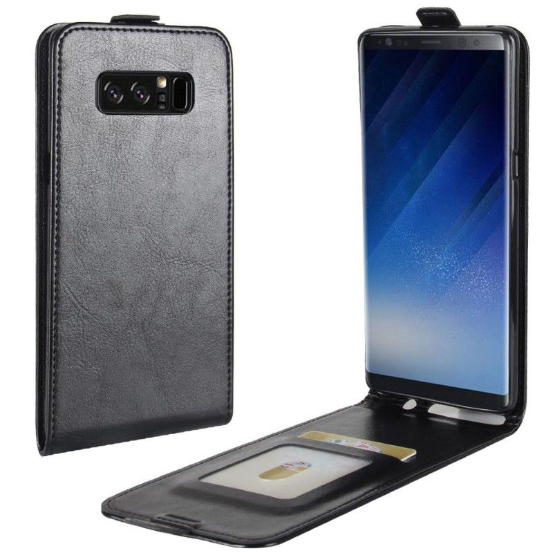 Flip Case Samsung Galaxy Note 8 Punainen Musta Taitettava Nahkaefekti