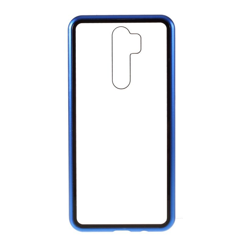 Case Kuoret Xiaomi Redmi Note 8 Pro Punainen Musta Puhelinkuoret Metallireunat Ja Karkaistu Lasi