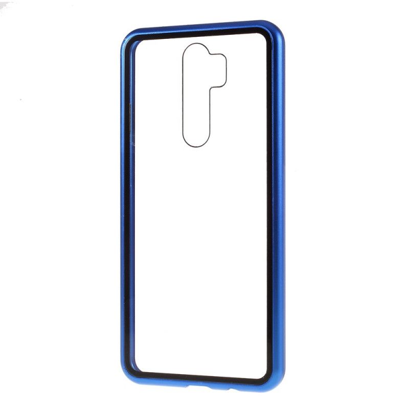 Case Kuoret Xiaomi Redmi Note 8 Pro Punainen Musta Puhelinkuoret Metallireunat Ja Karkaistu Lasi